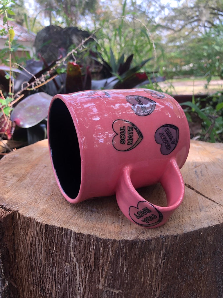 Valentines Day Pink Candy Heart Mug