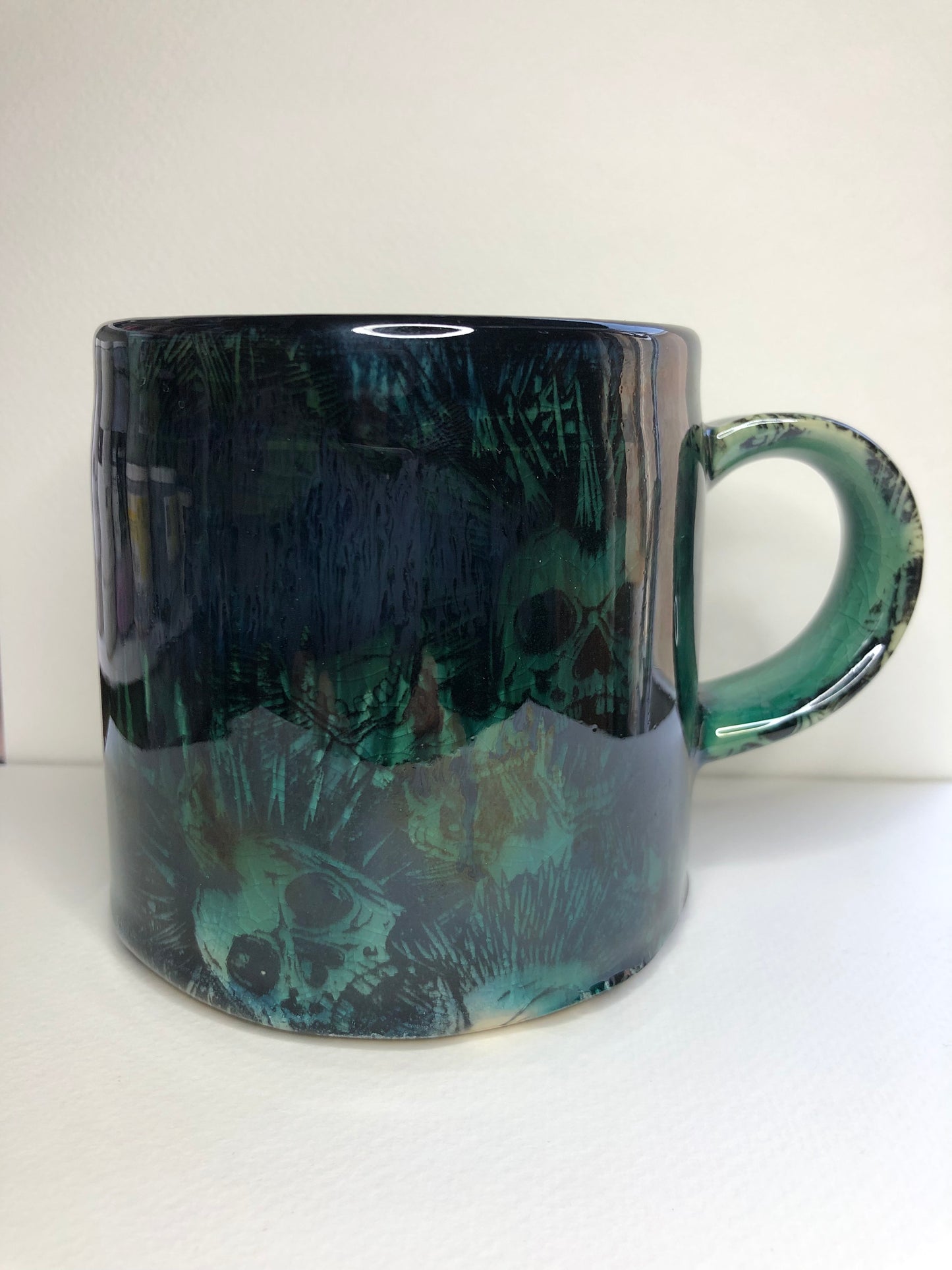 Malachite Punk Rock Skulls Print Mug