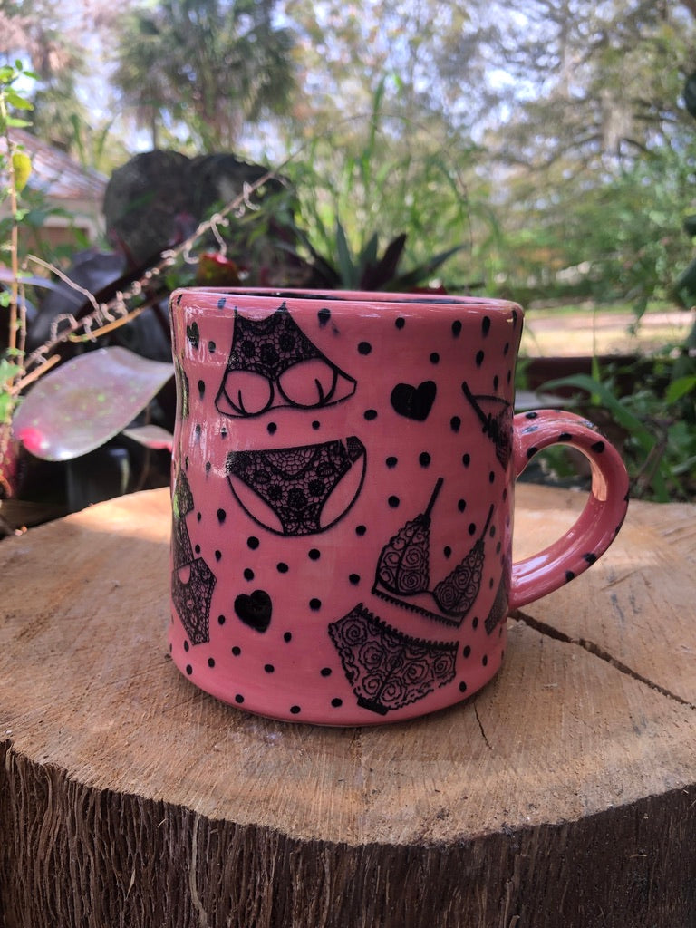 Valentines Day Black and Pink Lingerie Mug