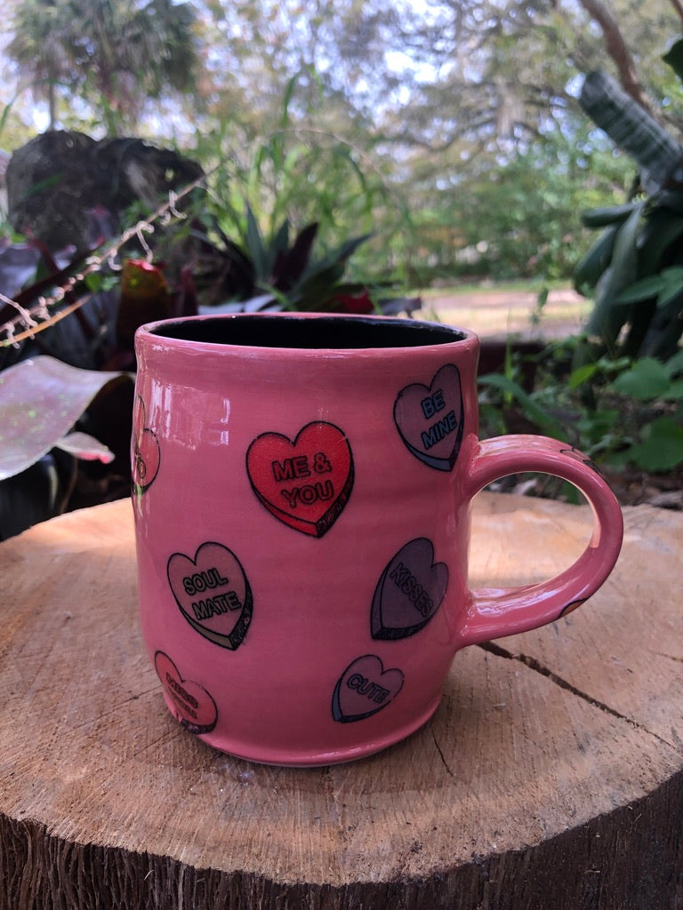 Valentines Day Pink Candy Heart Mug