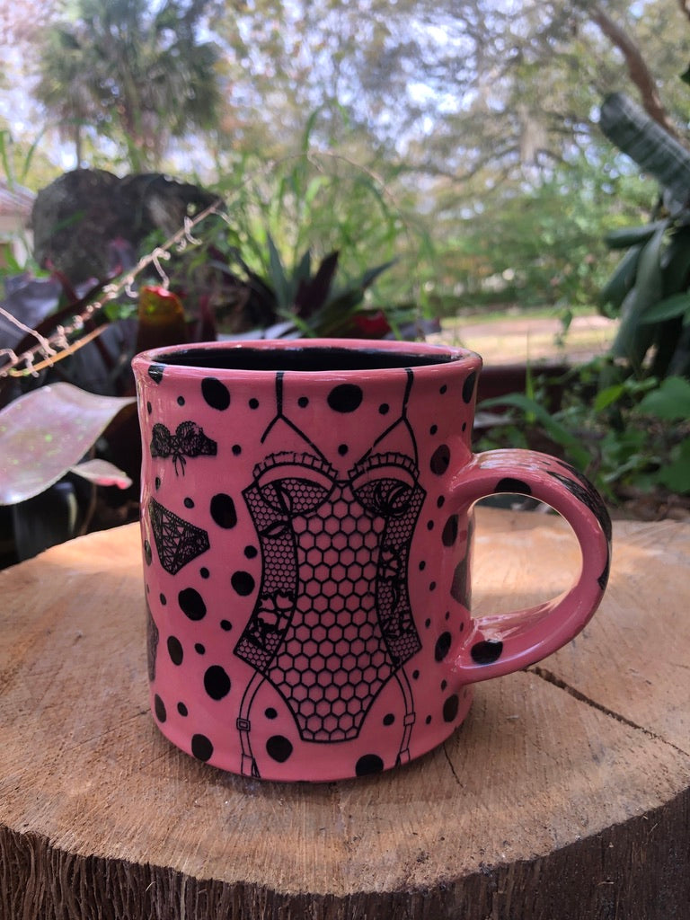 Valentines Day Black and Pink Lingerie Mug 2