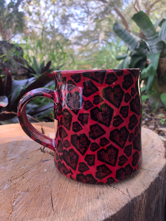 Valentines Day Red and Black Heart Mug