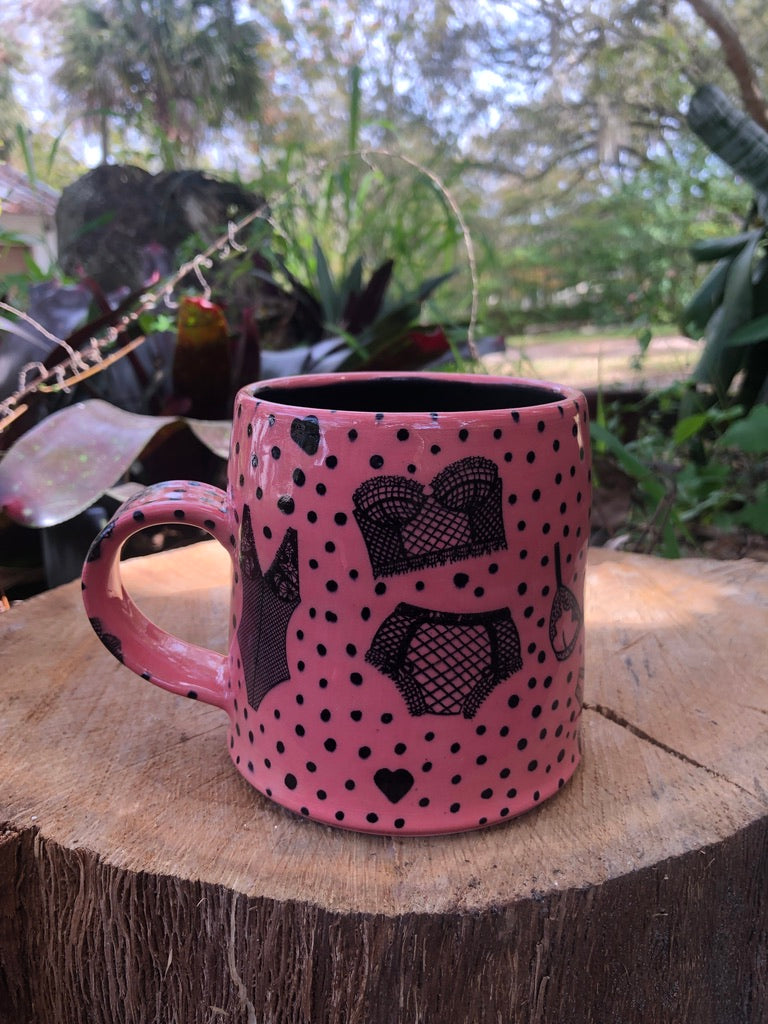 Valentines Day Black and Pink Lingerie Mug 3