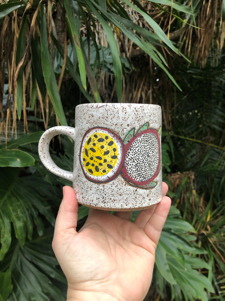 Tropical Fruits Illustrative Mug (Passion and Dragon Fruit)